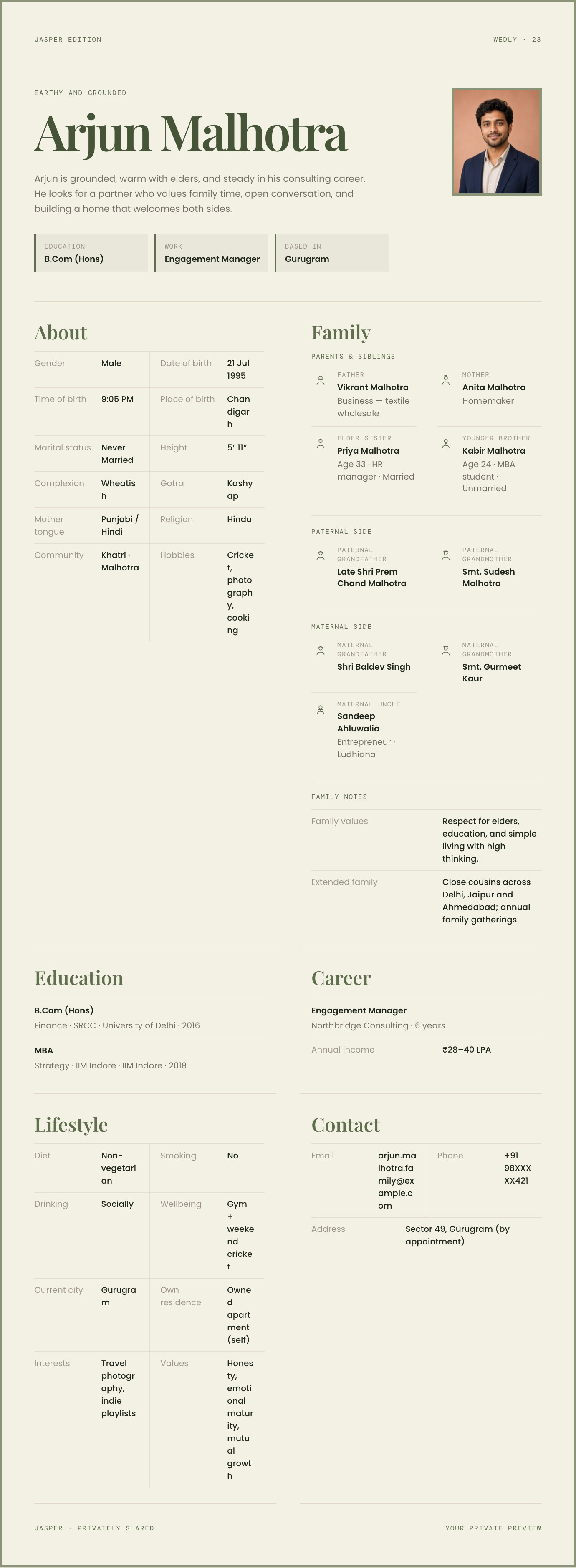 Jasper biodata preview
