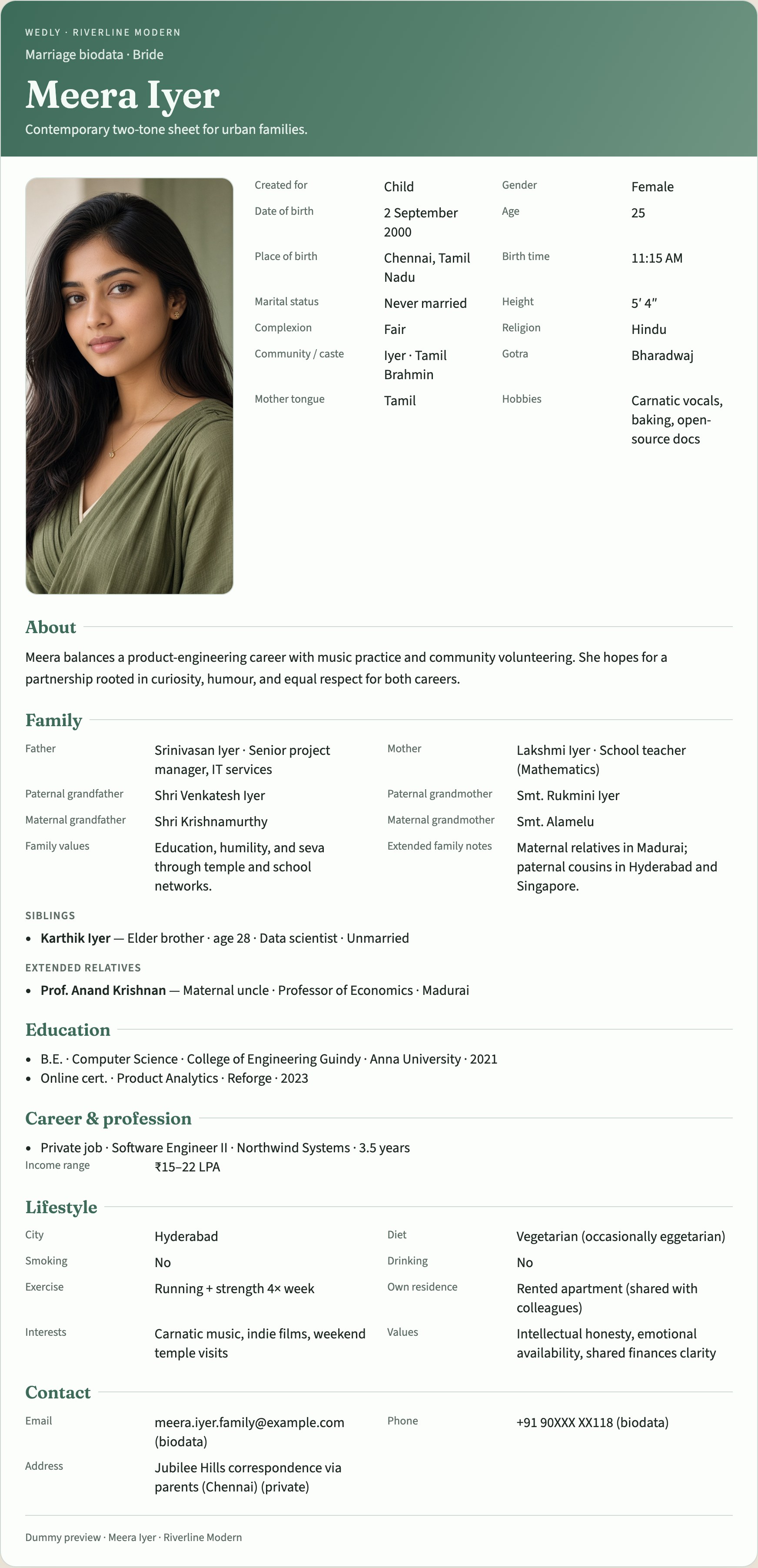 Riverline biodata preview