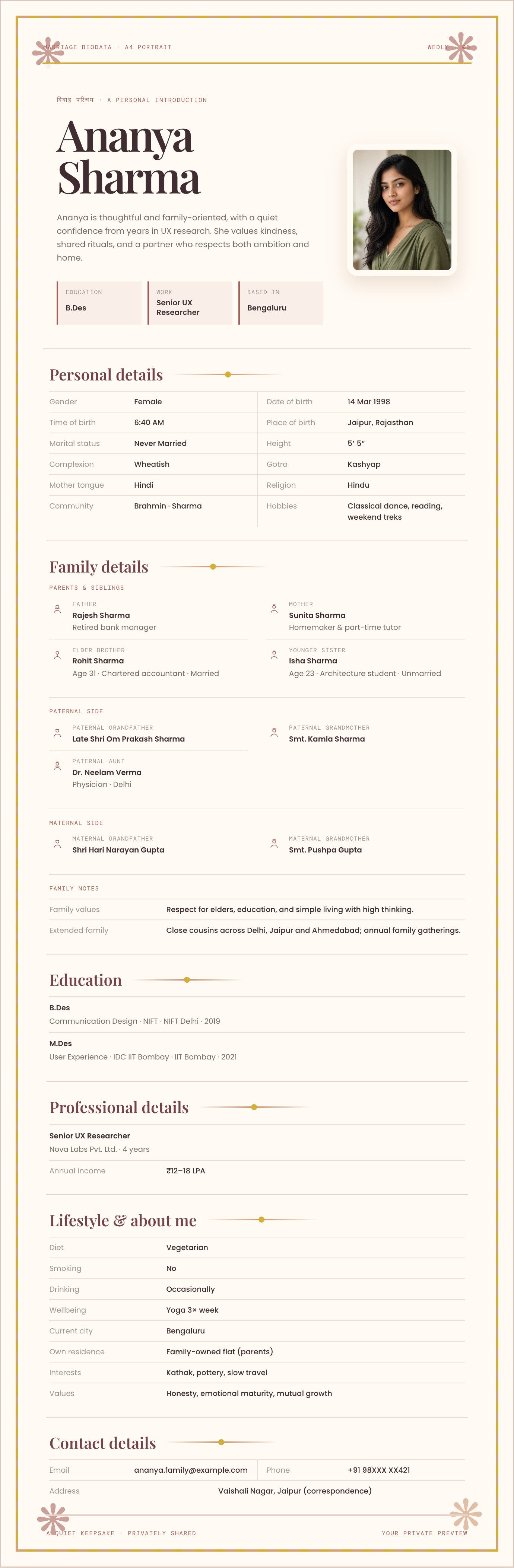 Saanjh biodata preview